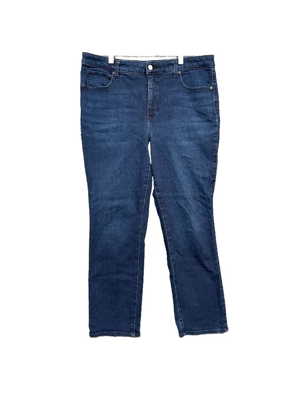 Talbots Jeans Womens 14P Blue Straight Leg High Rise Stretch Classic Dark Wash
